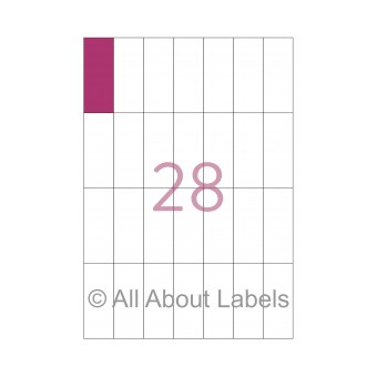 Laser Label Sheets - 28.5mm x 72mm - 28 per page - 90104 - Gloss Paper