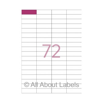 Laser Label Sheets - 52.5mm x 16mm - 72 per page - 90109 - Gloss Paper