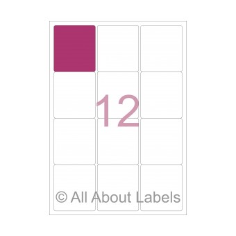 Laser Label Sheets - 63.5mm x 71mm - 12 per page - 90182 - Gloss Paper